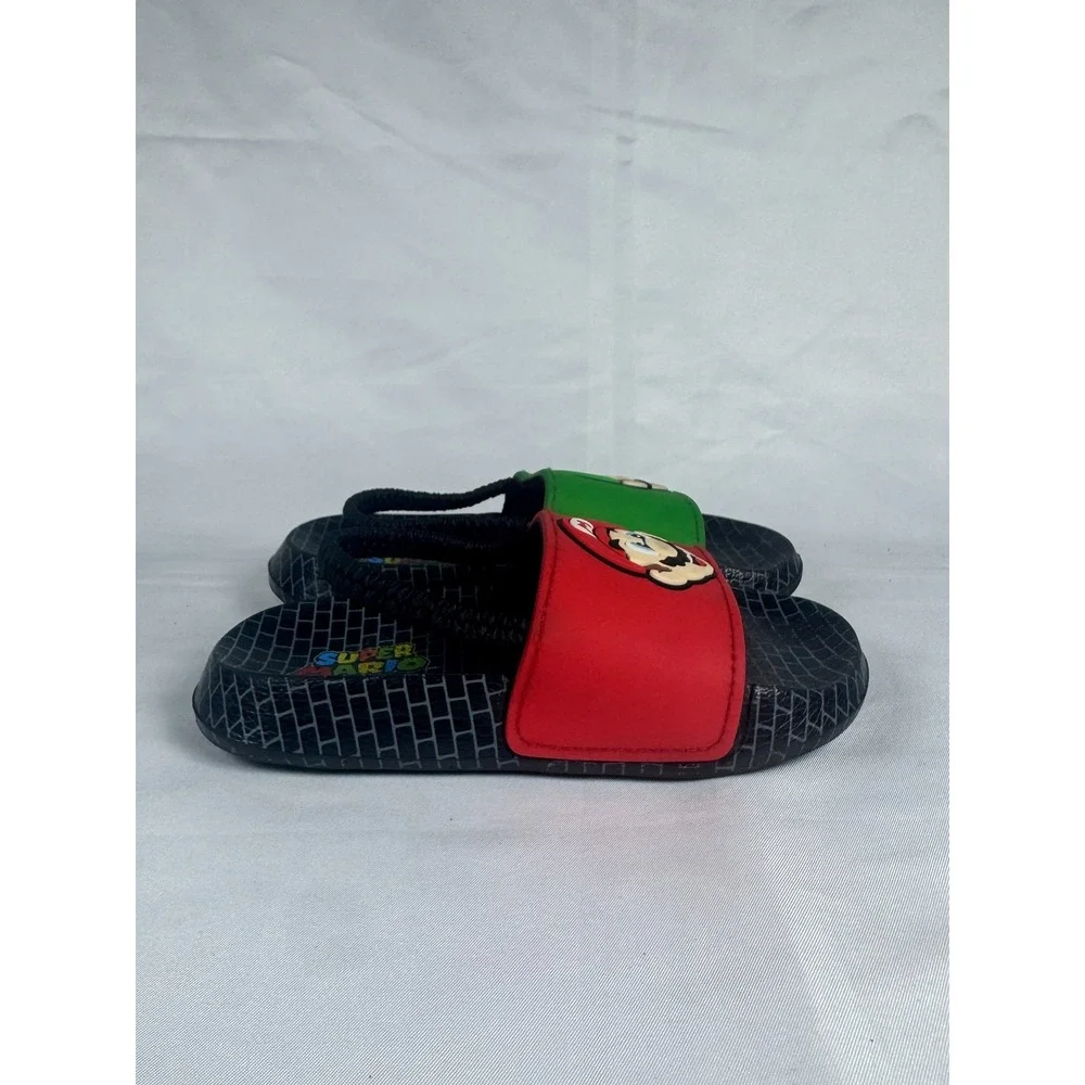 Ground Up Nintendo Super Mario & Luigi Unisex Kids 7/8 Slide Red Green Sandals